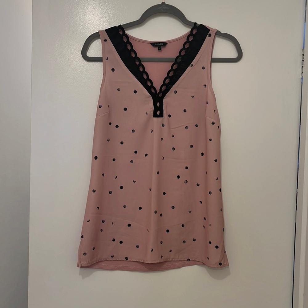 Dressy pink blouse with polka dots